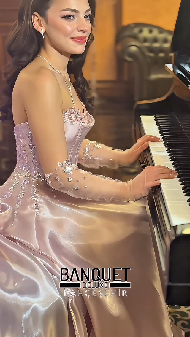 Banquet Deluxe’de piyano başında çekilmiş nişan fotoğrafı
